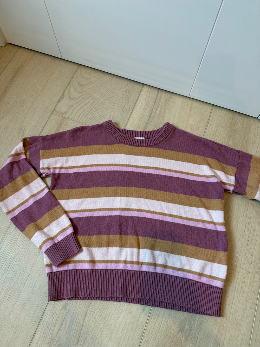 abercrombie kids Mauve, Pink & Tan Striped Crewneck Sweater